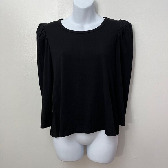 Tuckernuck‎ Pomander Place Black Puff Sleeve Top Size Large - Picture 1 of 6